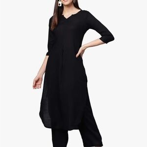 Idalia black solid kurta with palazzo pants